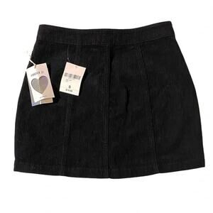 Forever 21 Women’s Junior Skirt Black Corduroy Zip Front Shirt NWT Short Mini